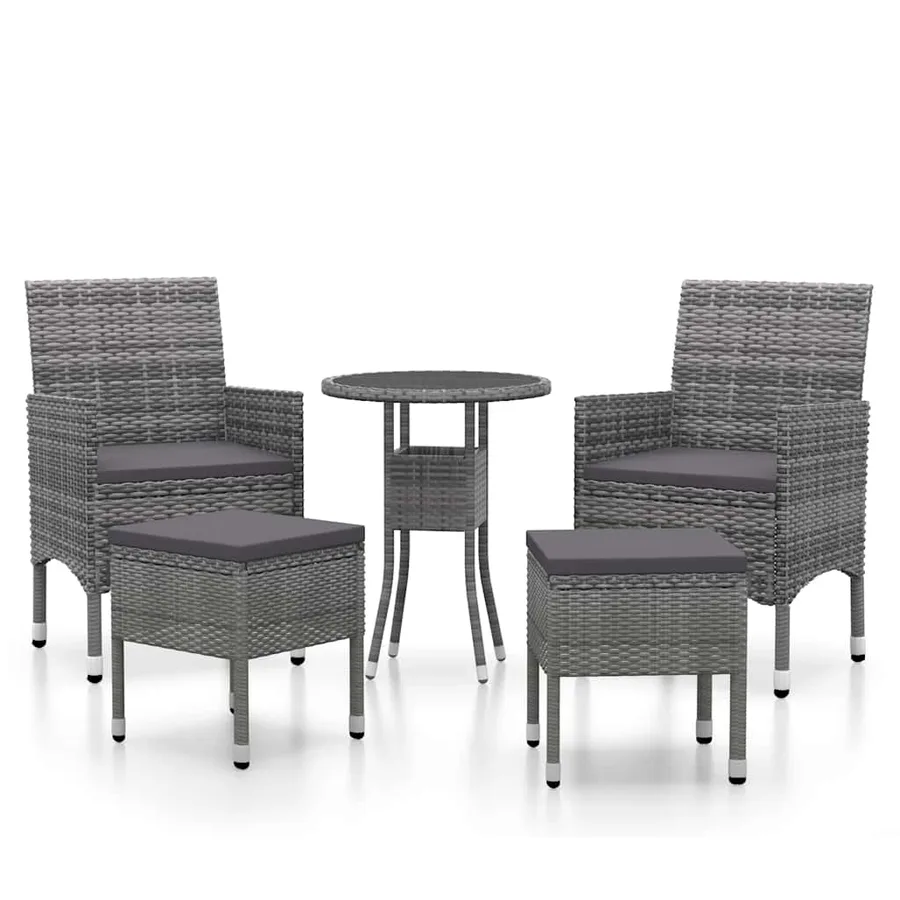 Salon de jardin 5 pcs Résine tressée Gris - 2