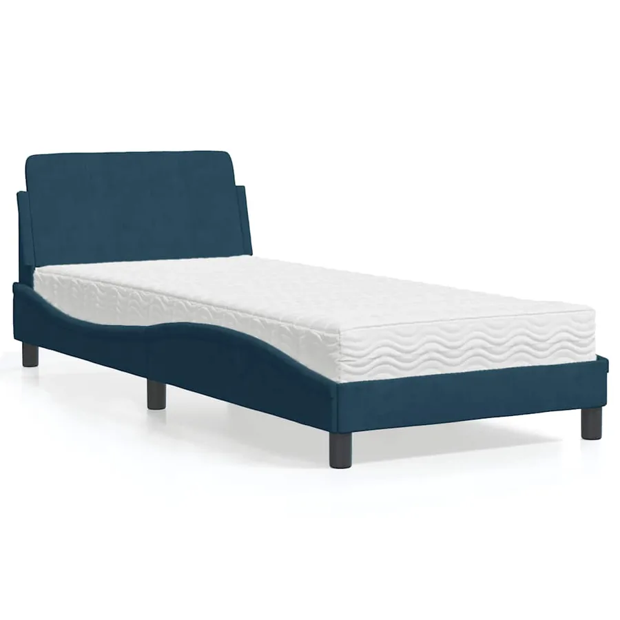 Lit avec matelas Dover bleu 90x190 cm velours - 2