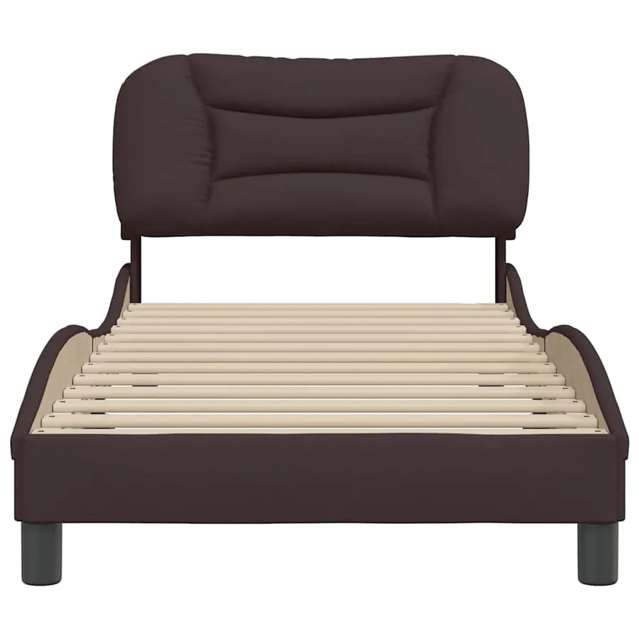 Cadre de lit sans matelas Hvar marron foncé 90x190 cm tissu - 4