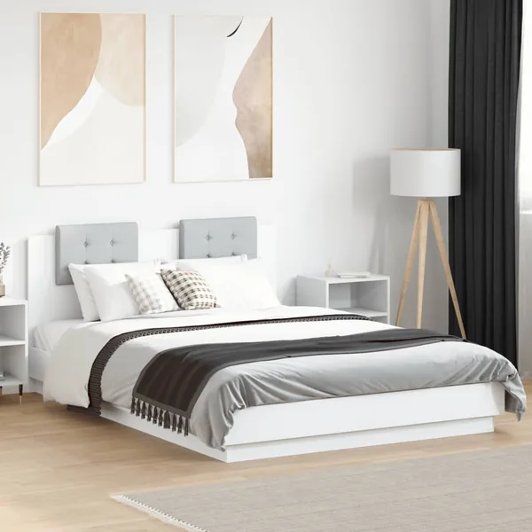 Cadre de lit sans matelas blanc 150x200 cm