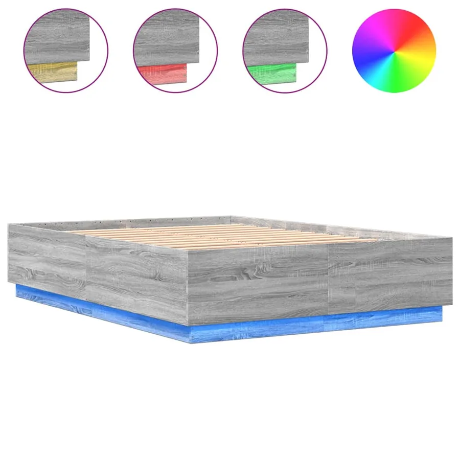 Cadre de lit avec LED sans matelas sonoma gris 140x200 cm - 2