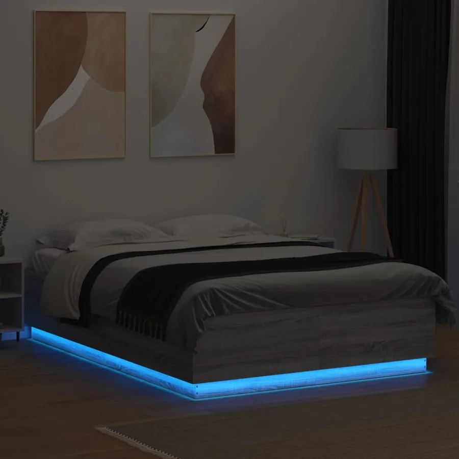 Cadre de lit avec LED sans matelas sonoma gris 140x200 cm - 4