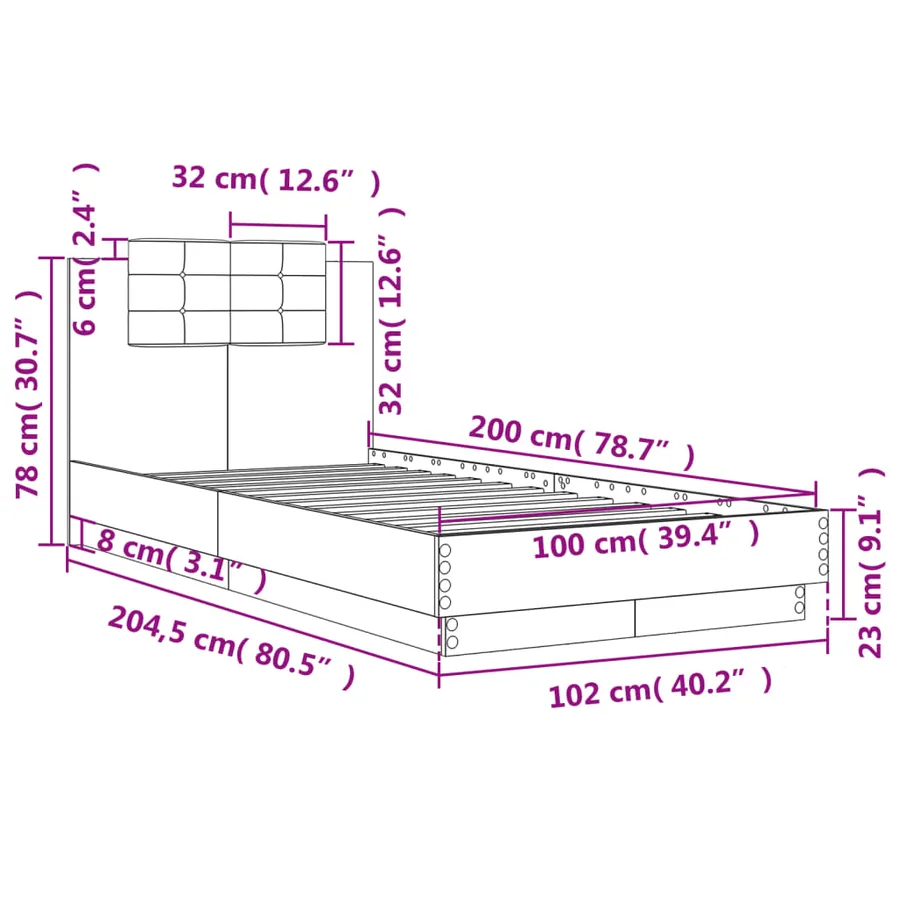 Cadre de lit sans matelas blanc 100x200 cm - 9