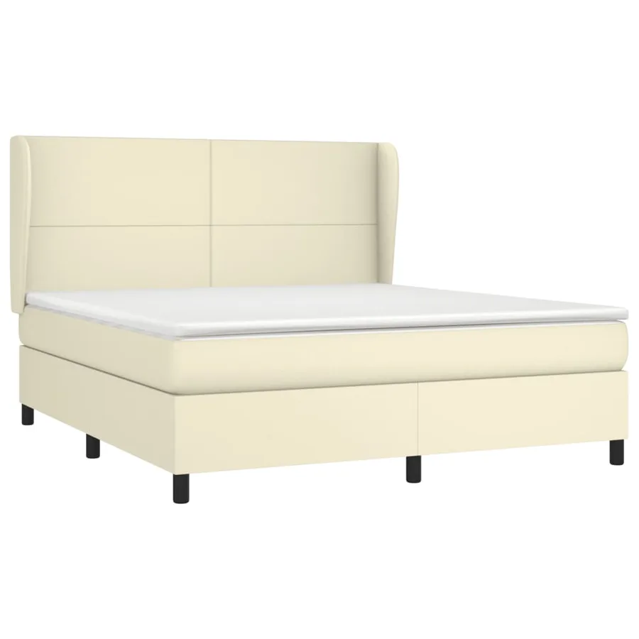 Sommier à lattes de lit avec matelas Crème 160x200cm Similicuir - 3