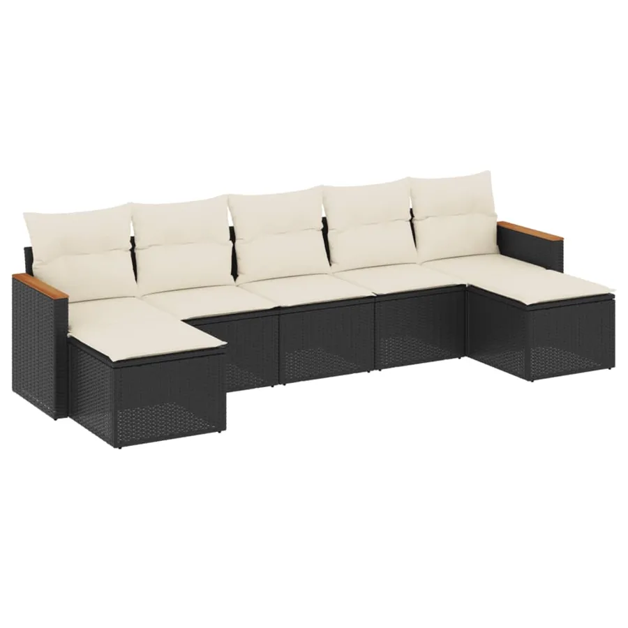 Salon de jardin 7 pcs avec coussins noir résine tressée 55 x 62 x 69 cm - 55,4 kg - 2