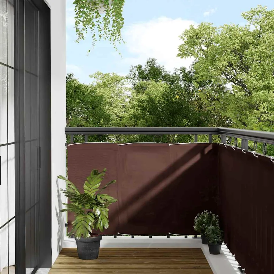 Écran de balcon marron 90x700 cm 100% polyester oxford