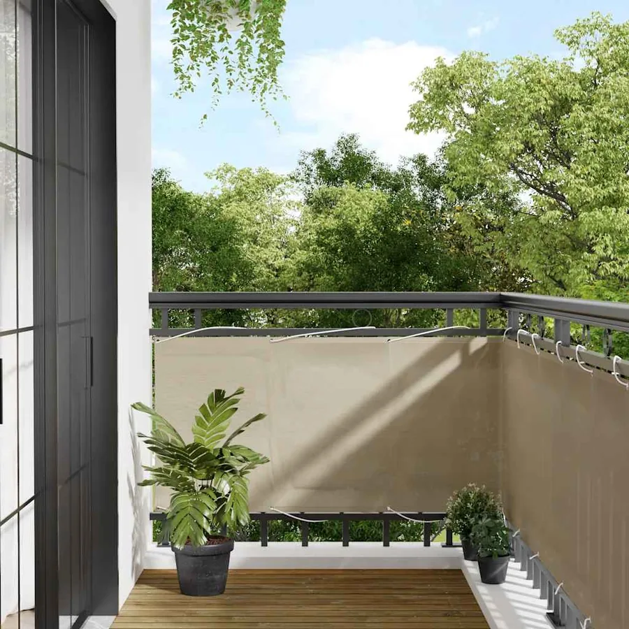 Écran de balcon beige 75x1000 cm 100% polyester oxford