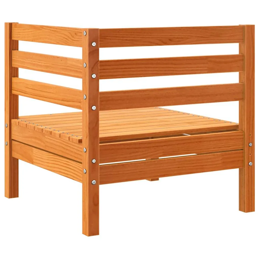 Canapé d’angle de jardin cire marron bois de pin massif - 6