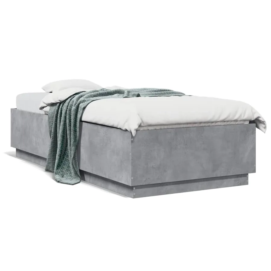 Cadre de lit avec LED sans matelas gris béton 90x200 cm - 5