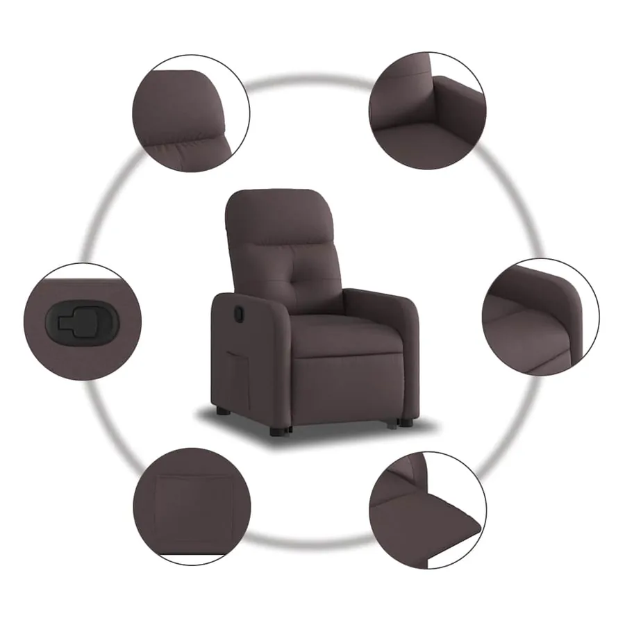 Fauteuil inclinable marron foncé tissu - 8