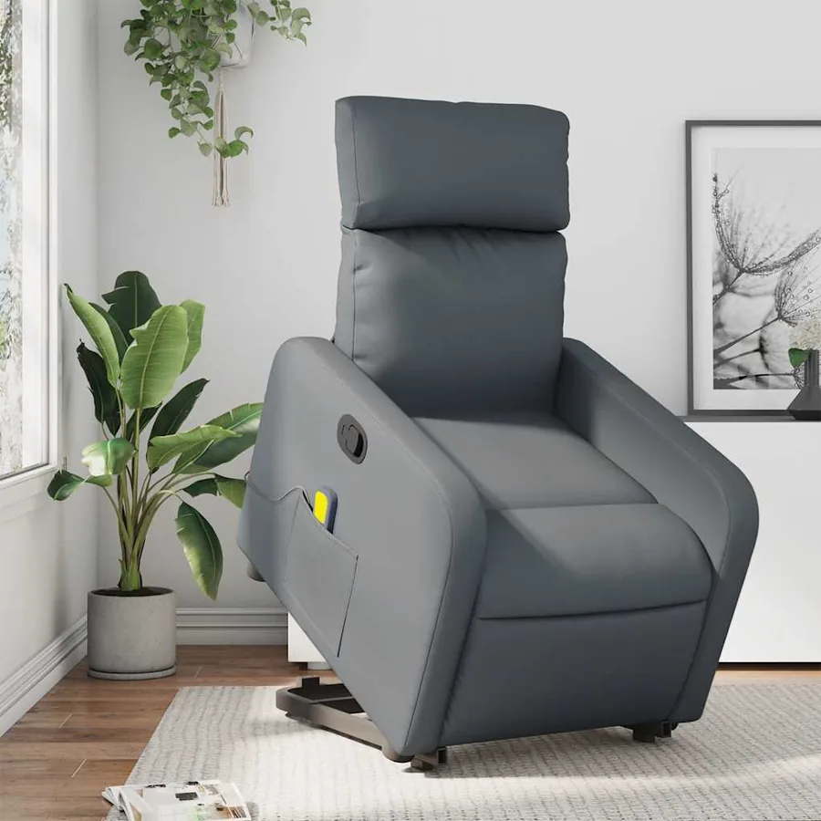 Fauteuil inclinable de massage Gris Similicuir - 16