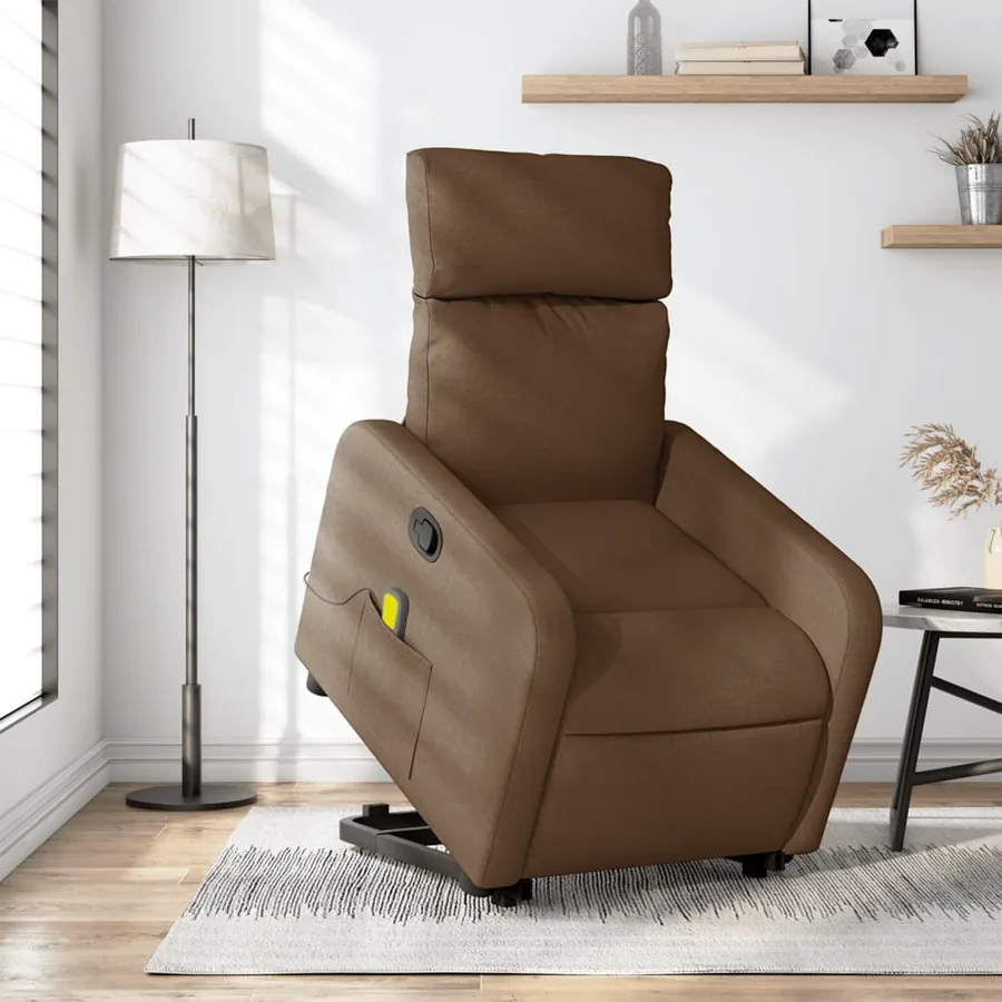 Fauteuil de massage inclinable Marron Tissu - 16