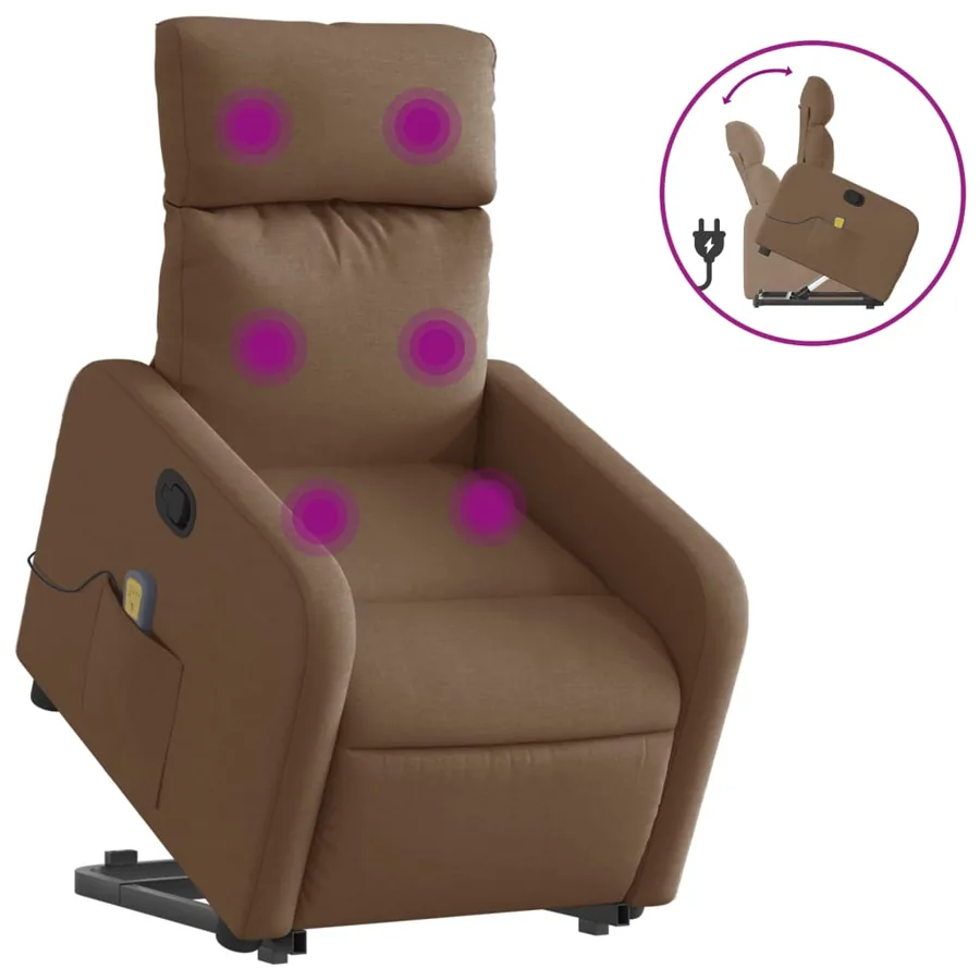 Fauteuil de massage inclinable Marron Tissu - 2