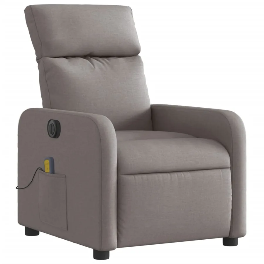 Fauteuil de massage inclinable électrique Taupe Tissu - 4