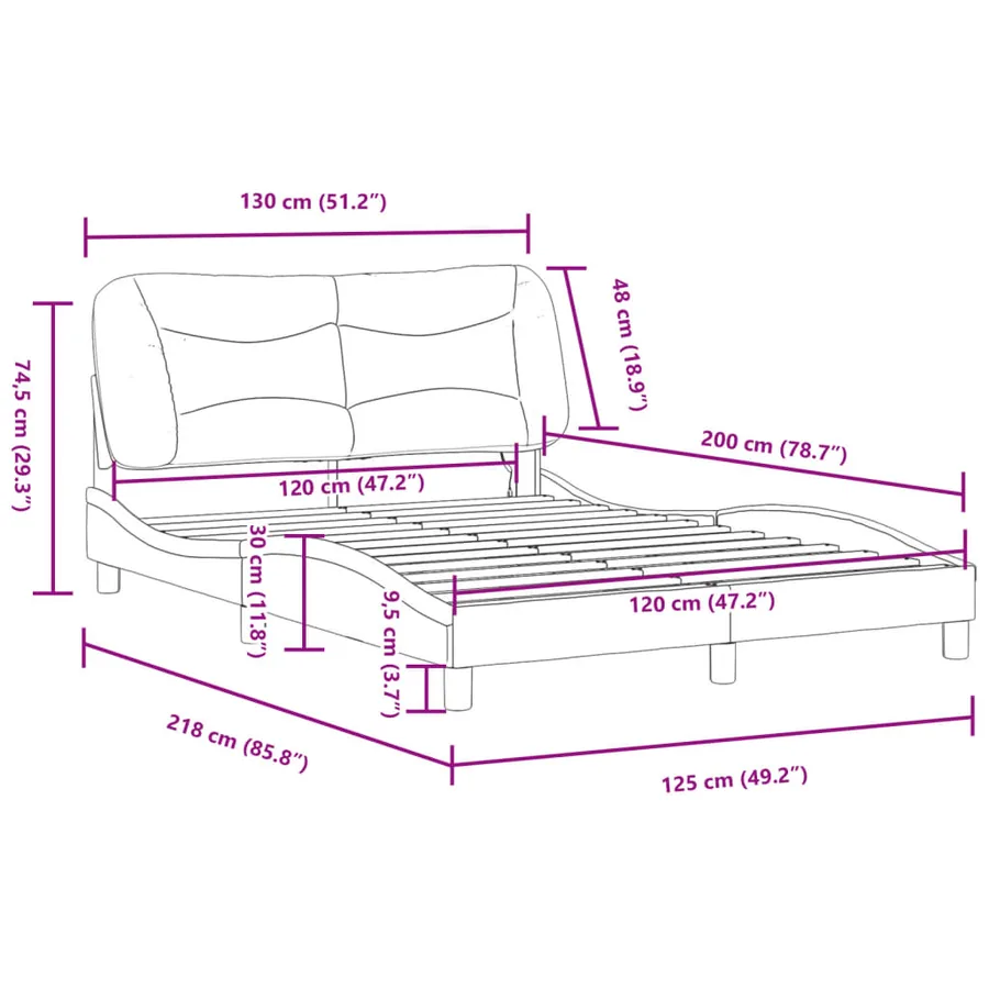 Cadre de lit avec LED sans matelas Hvar noir et blanc 120x200 cm - 17