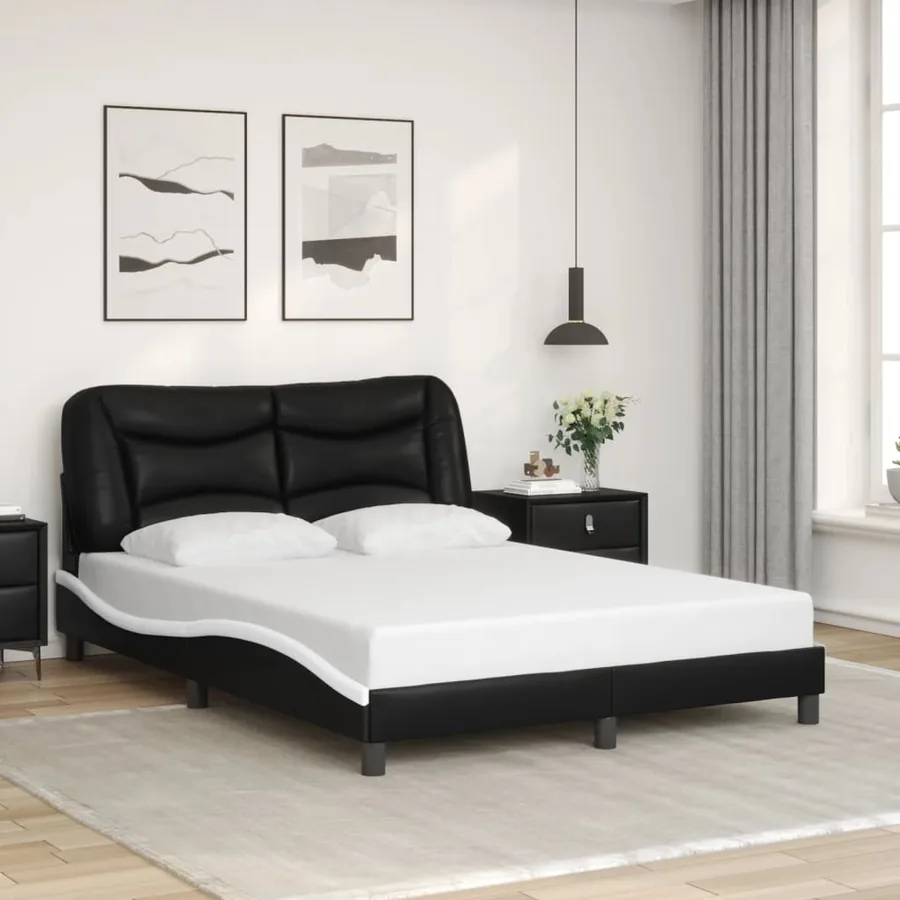 Cadre de lit avec LED sans matelas Hvar noir et blanc 120x200 cm - 4