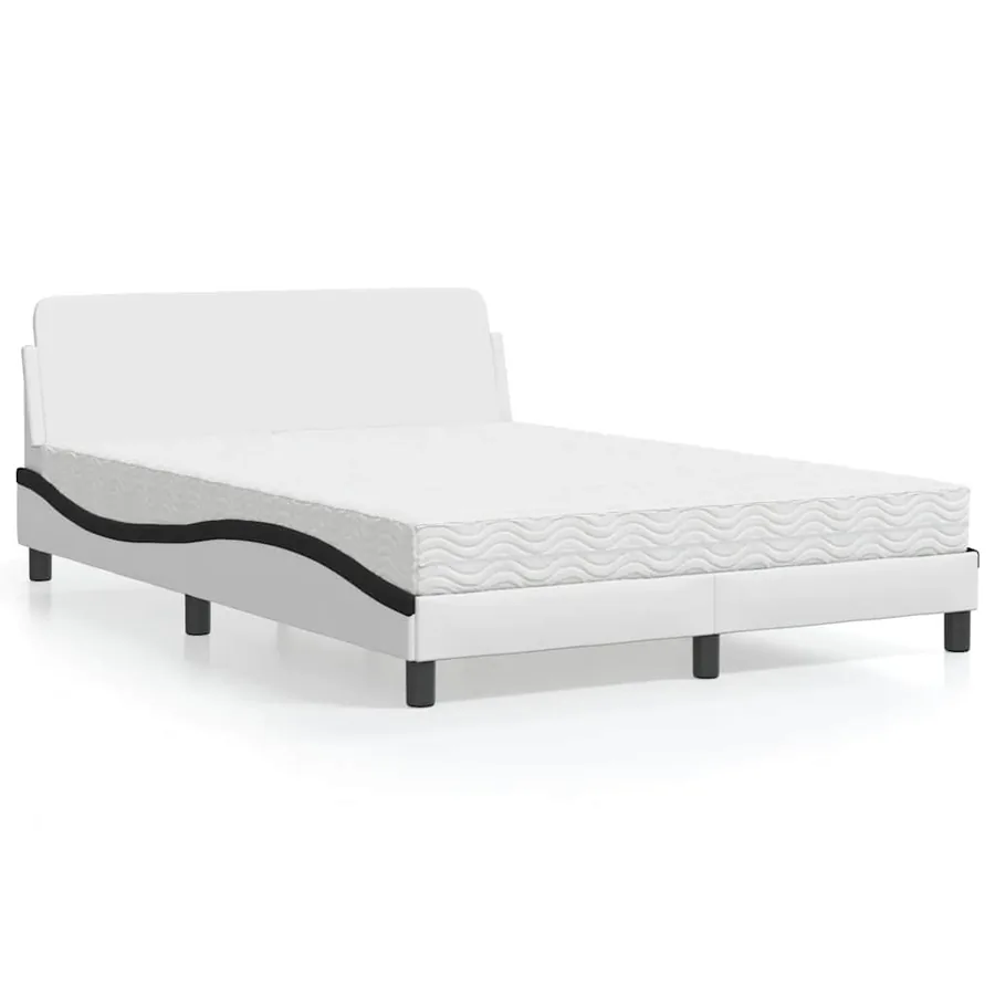 Lit avec matelas Dover blanc et noir 120x200 cm similicuir