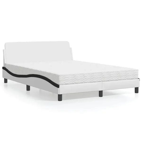 Lit avec matelas Dover blanc et noir 120x200 cm similicuir