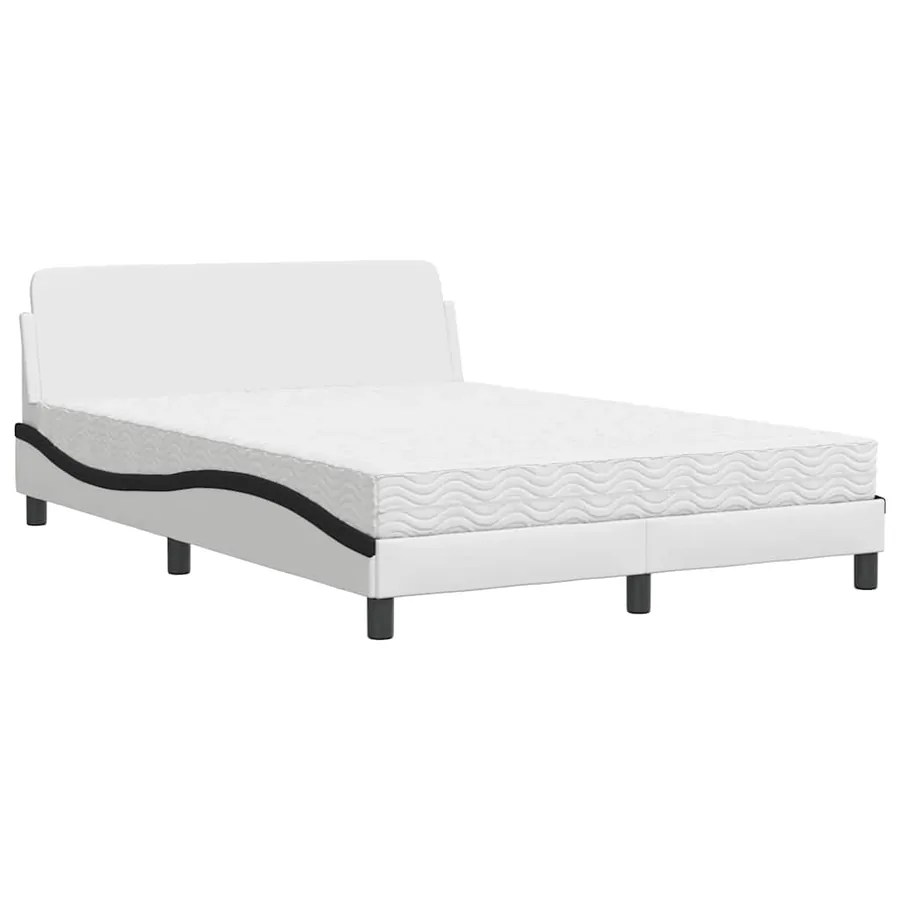 Lit avec matelas Dover blanc et noir 120x200 cm similicuir - 2