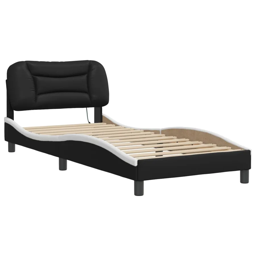 Cadre de lit avec LED sans matelas Hvar noir et blanc 90x190 cm - 3