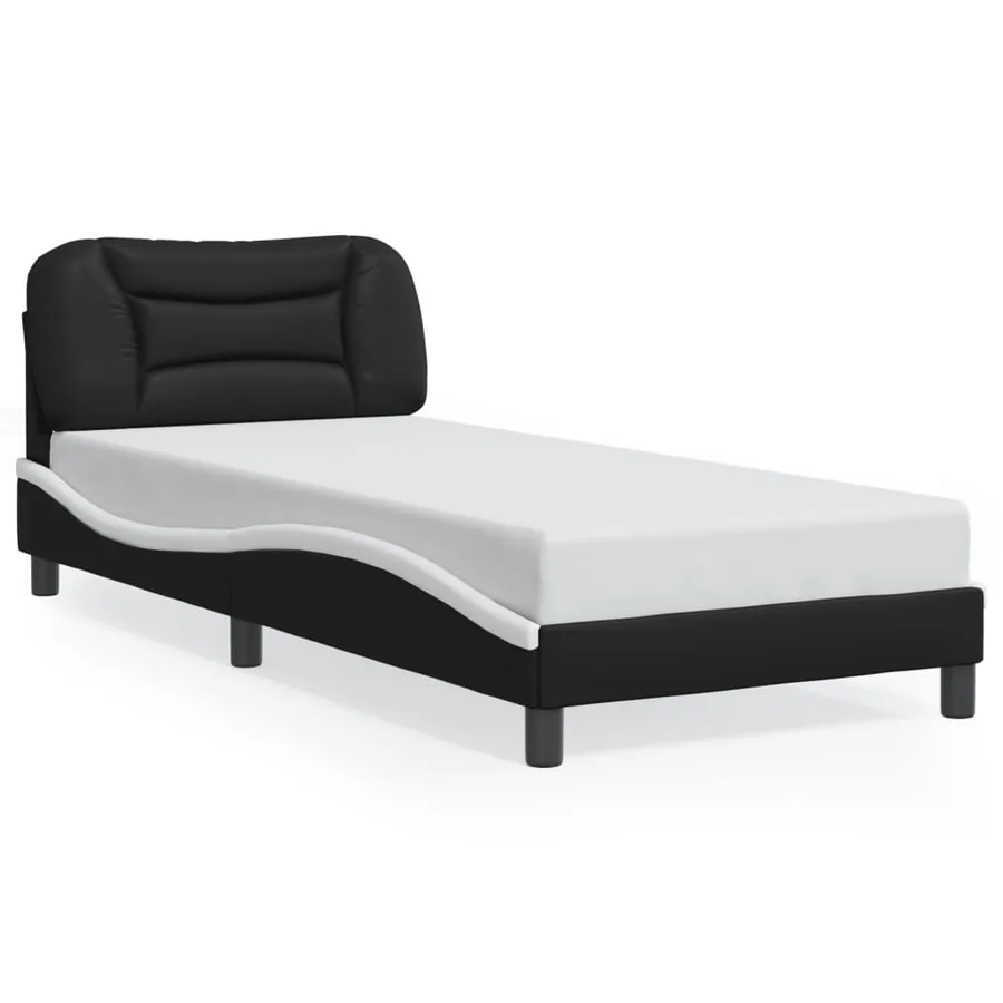 Cadre de lit avec LED sans matelas Hvar noir et blanc 90x190 cm - 5