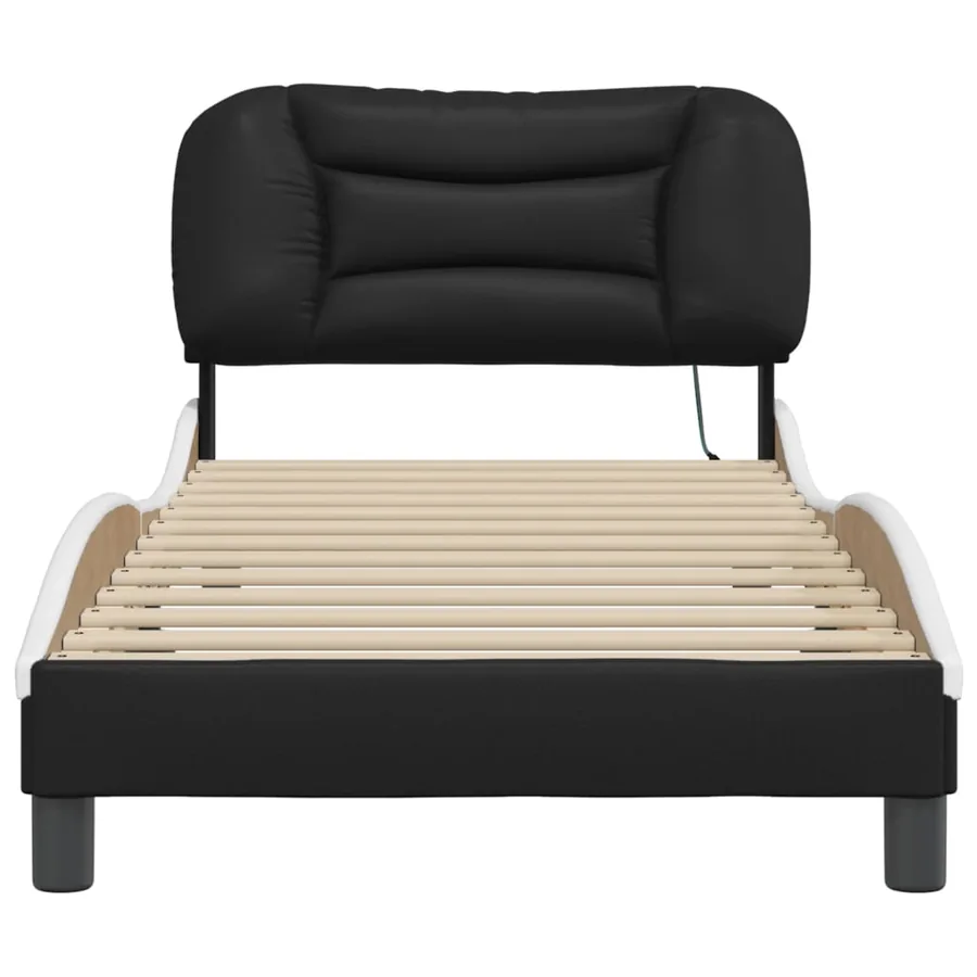 Cadre de lit avec LED sans matelas Hvar noir et blanc 90x190 cm - 6