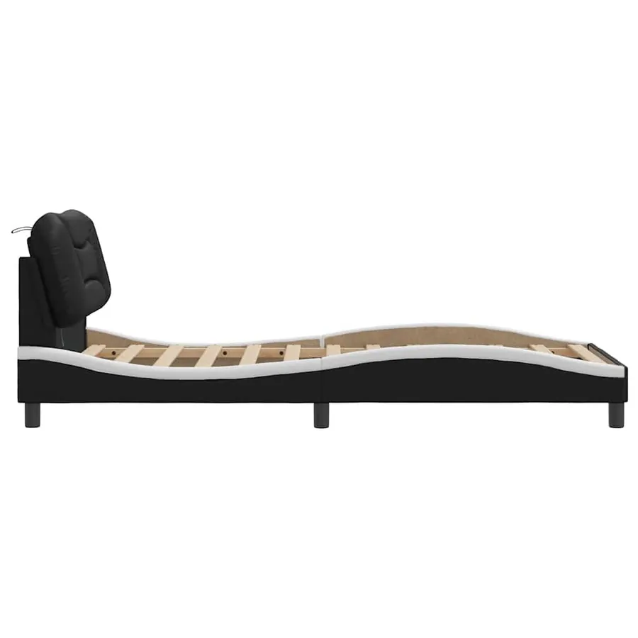 Cadre de lit avec LED sans matelas Hvar noir et blanc 90x190 cm - 8