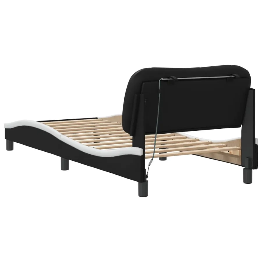 Cadre de lit avec LED sans matelas Hvar noir et blanc 90x190 cm - 9