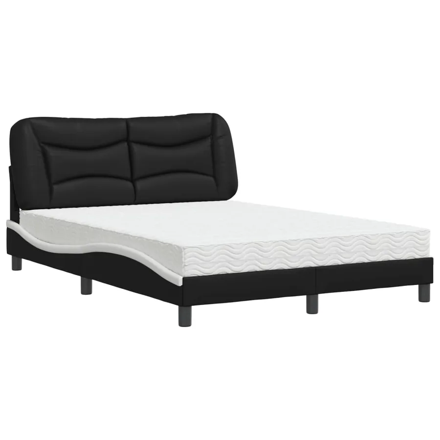 Lit avec matelas Hvar noir et blanc 120x200 cm similicuir - 2