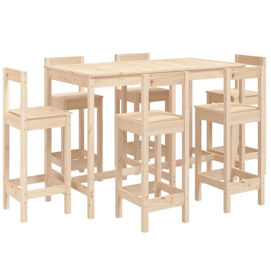Ensemble de bar de jardin 7 pcs Bois de pin massif - 2