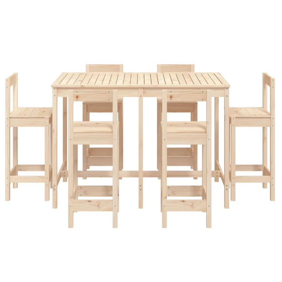 Ensemble de bar de jardin 7 pcs Bois de pin massif - 4