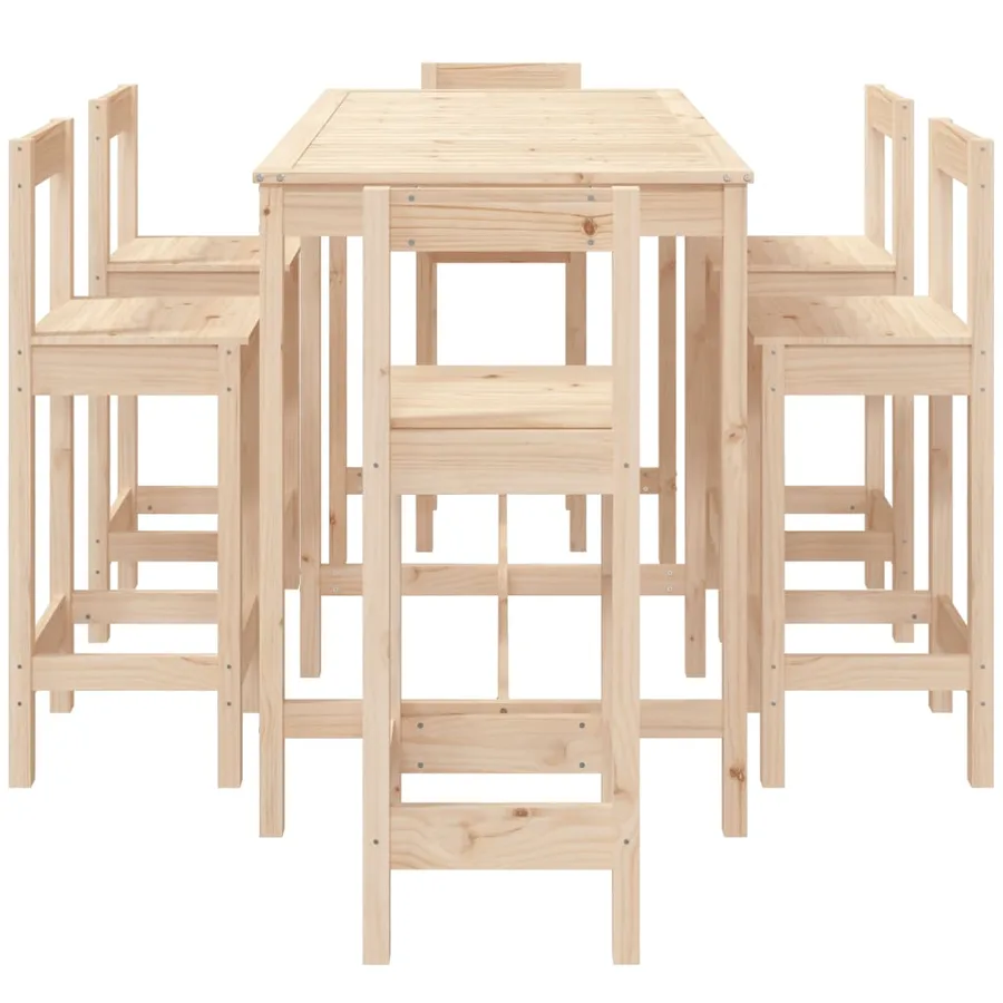 Ensemble de bar de jardin 7 pcs Bois de pin massif - 5