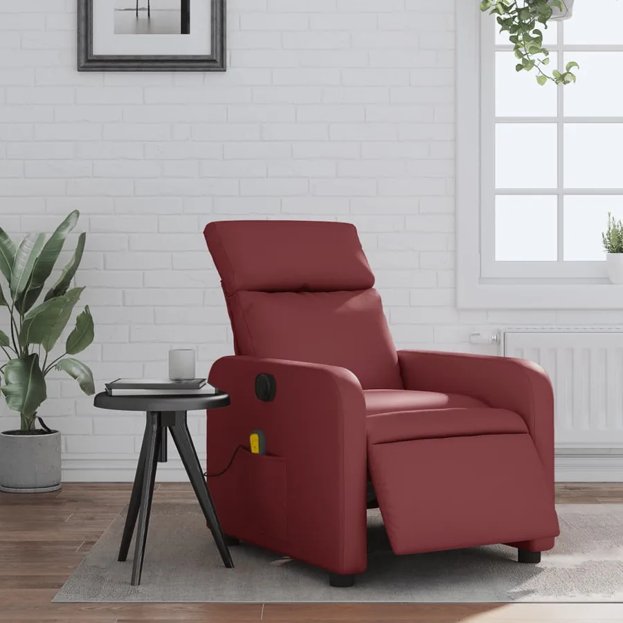 Fauteuil de massage inclinable électrique rouge bordeaux - 16