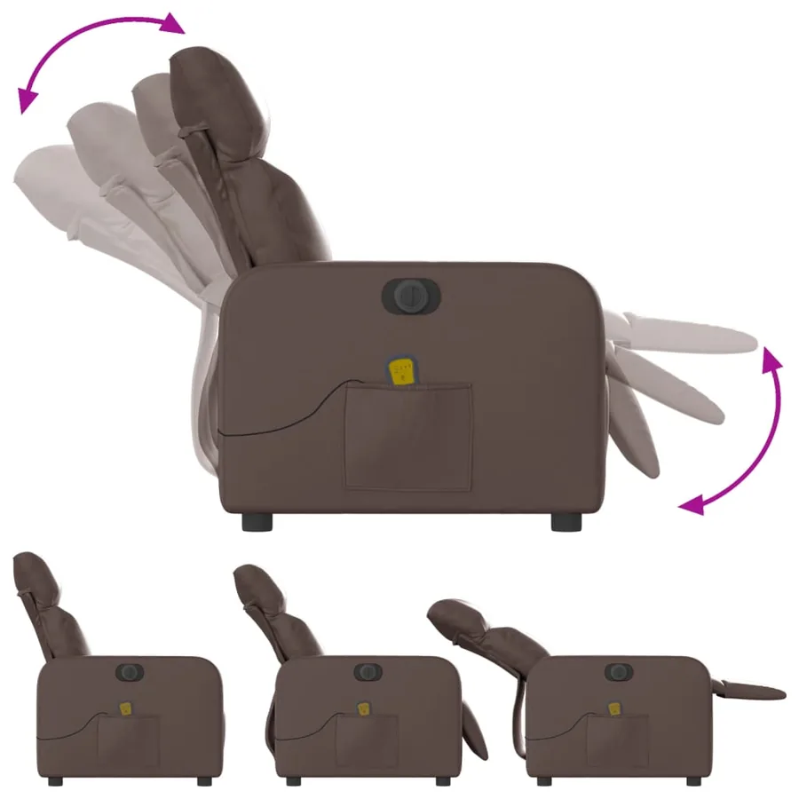 Fauteuil de massage inclinable électrique marron similicuir - 7