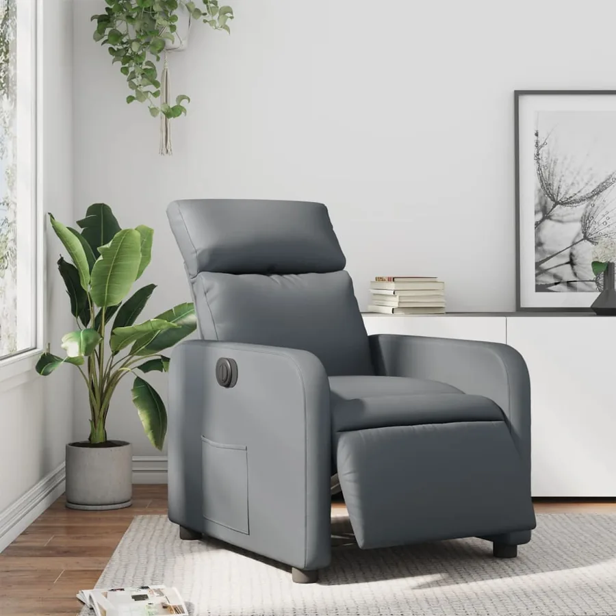 Fauteuil inclinable électrique Gris Similicuir - 16
