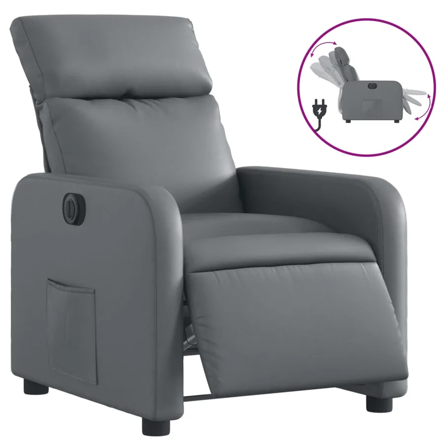 Fauteuil inclinable électrique Gris Similicuir - 2