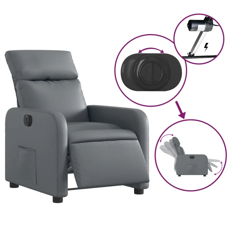 Fauteuil inclinable électrique Gris Similicuir - 6