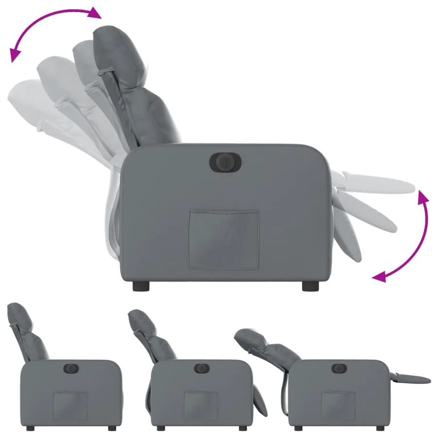 Fauteuil inclinable électrique Gris Similicuir - 7