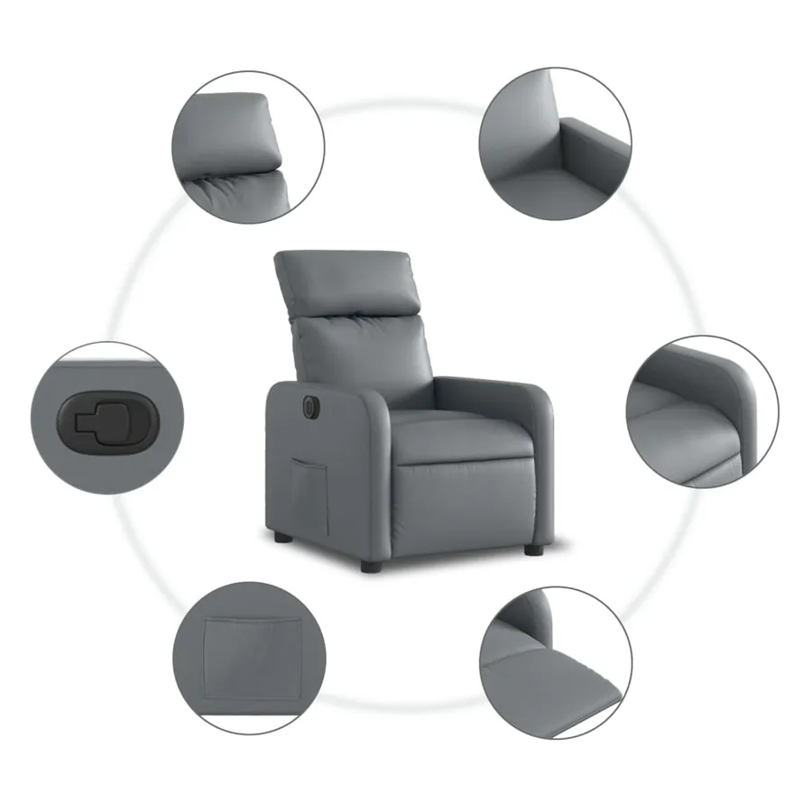 Fauteuil inclinable électrique Gris Similicuir - 8