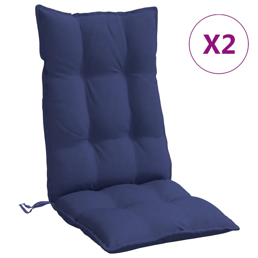 Coussins de chaise à dossier haut lot de 2 bleu marine - 2