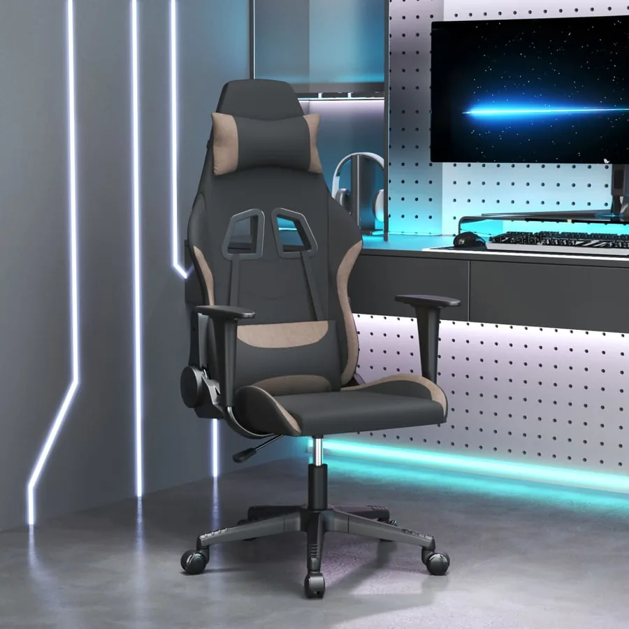 Chaise de jeu de massage Noir et taupe Tissu