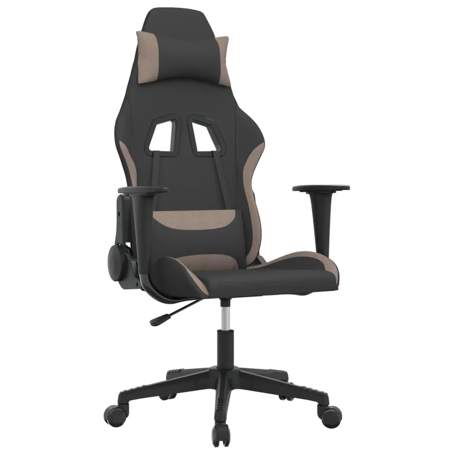 Chaise de jeu de massage Noir et taupe Tissu - 2