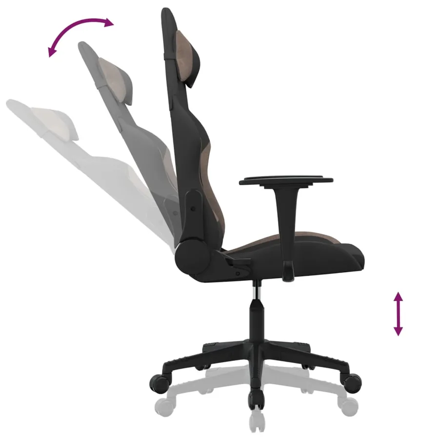 Chaise de jeu de massage Noir et taupe Tissu - 6