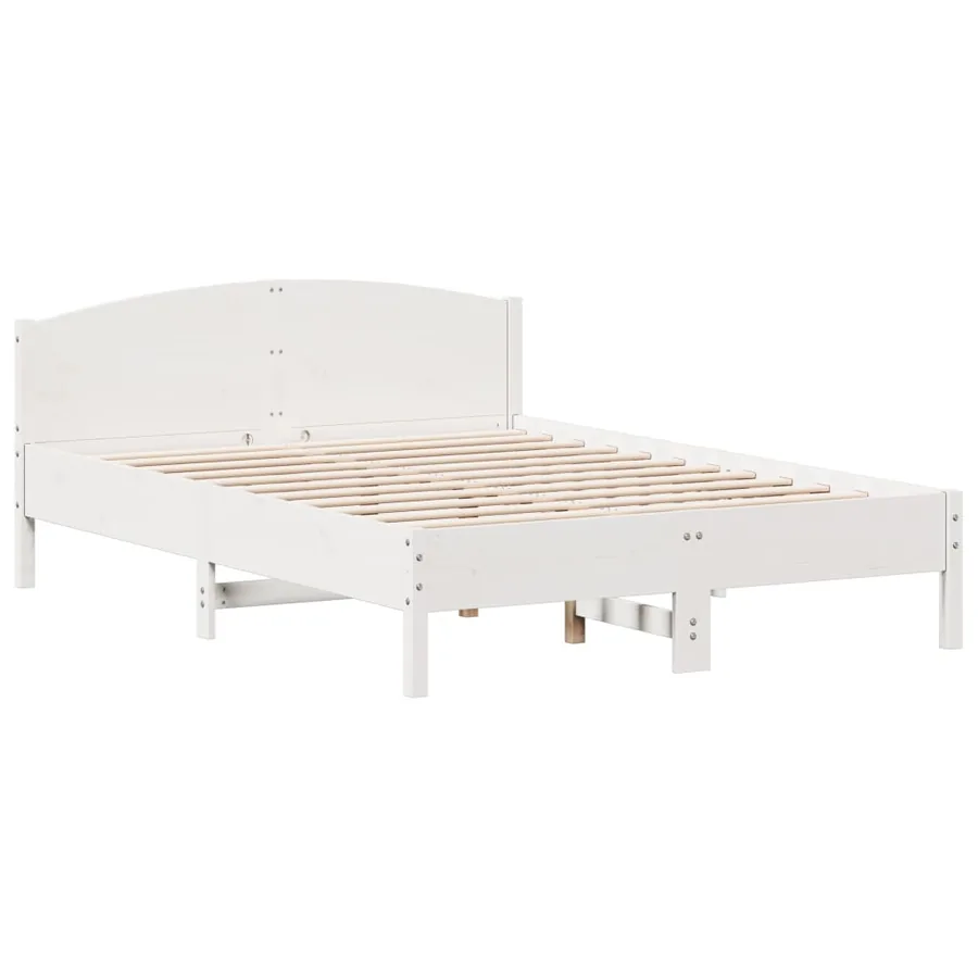 Cadre de lit sans matelas blanc 150x200 cm bois de pin massif - 3