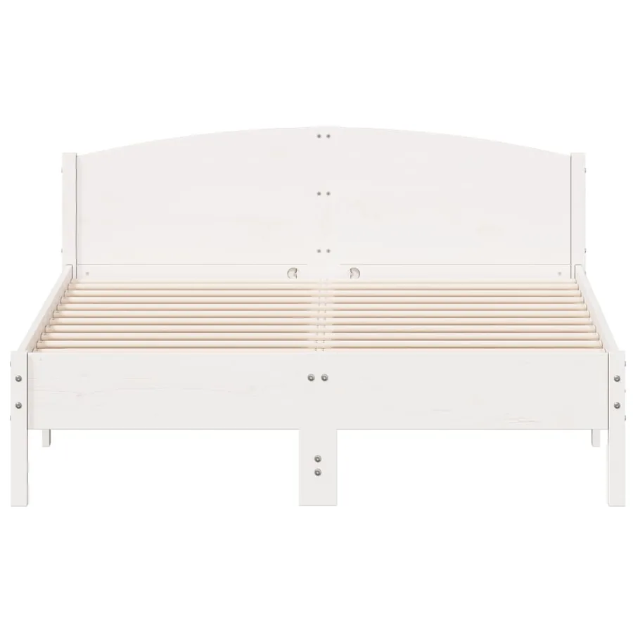 Cadre de lit sans matelas blanc 150x200 cm bois de pin massif - 4