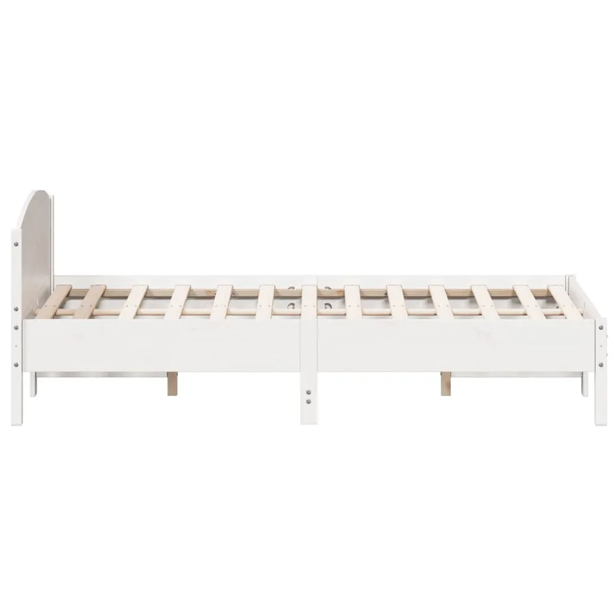 Cadre de lit sans matelas blanc 150x200 cm bois de pin massif - 5