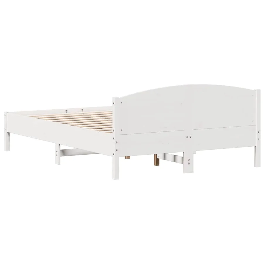 Cadre de lit sans matelas blanc 150x200 cm bois de pin massif - 6