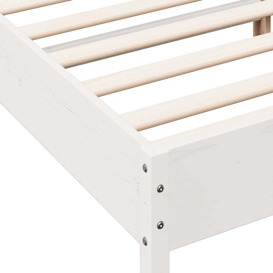 Cadre de lit sans matelas blanc 150x200 cm bois de pin massif - 7
