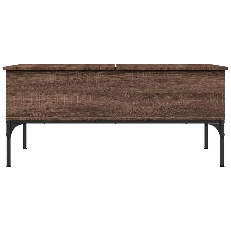 Table basse chêne marron 100x50x45cm bois d'ingénierie et métal - 5