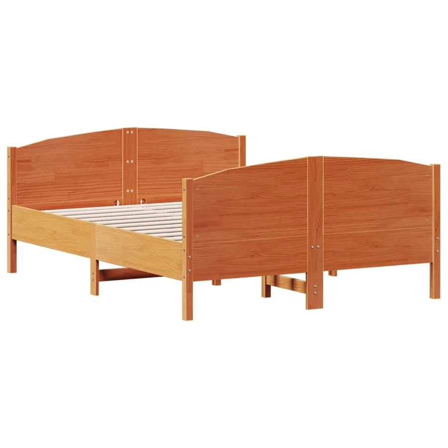 Cadre de lit sans matelas cire marron 120x190cm bois pin massif - 3